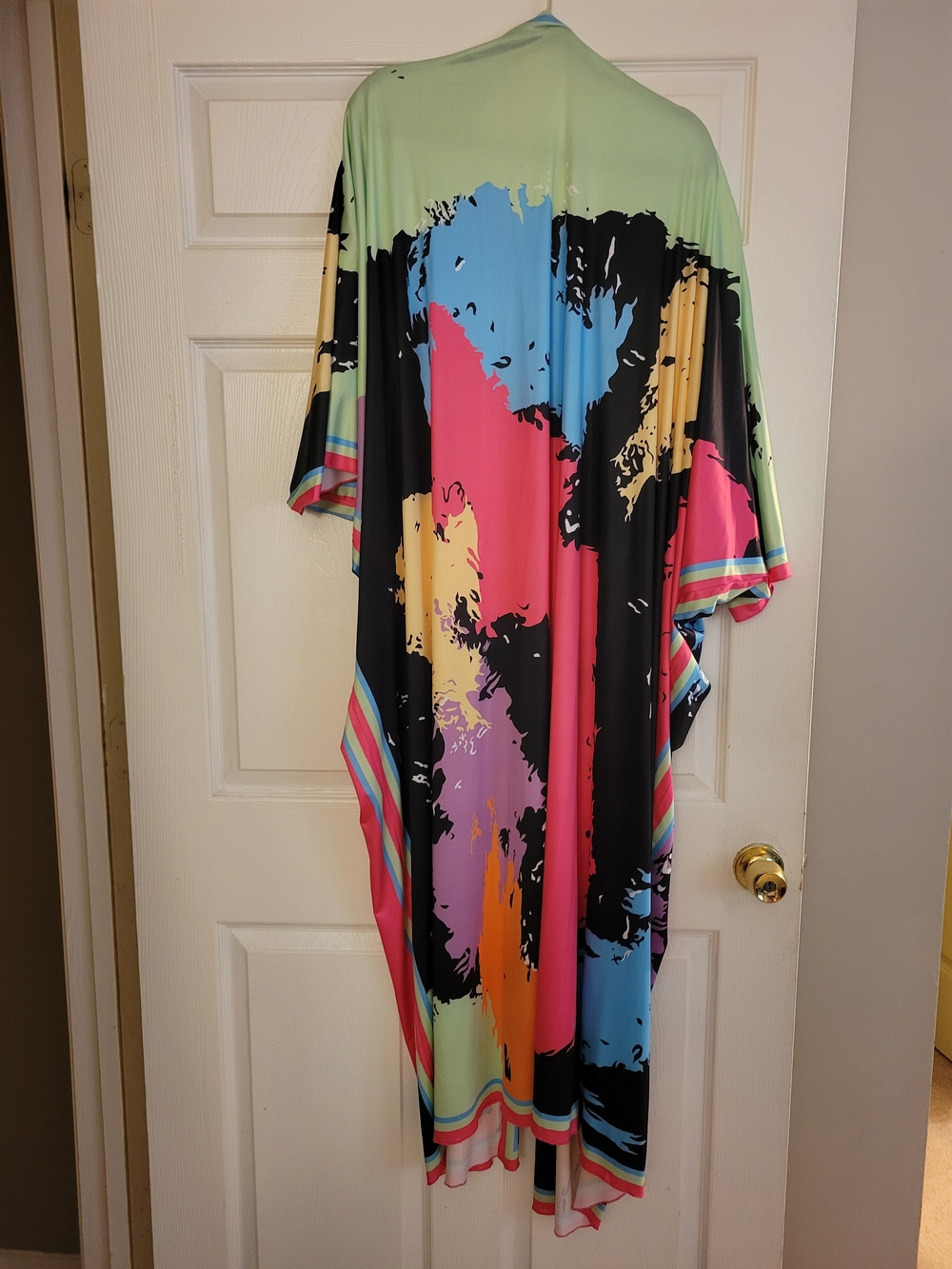 Colorful Abstract Maxi Kimono Robe - Picture 3 of 3